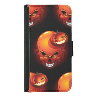 Halloween Skull and Pumpkin   Samsung Galaxy S5 Wallet Case