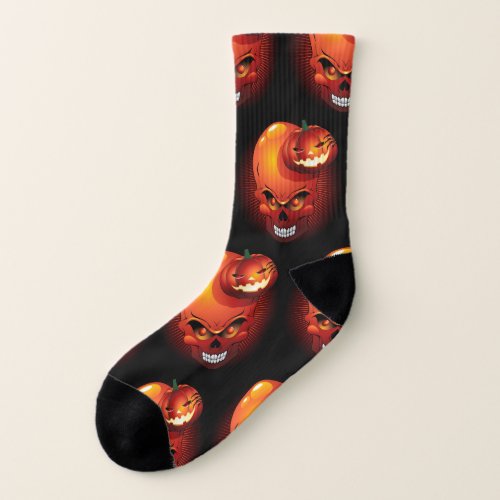Halloween Skull and Pumpkin   Socks