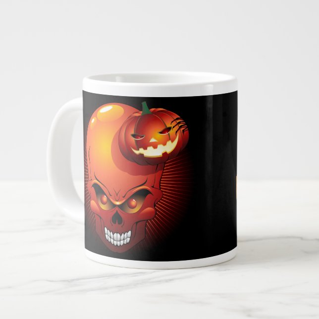 Halloween Skull and Pumpkin Specialty Mug (Front Left)