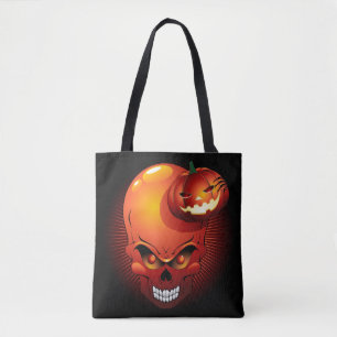 Halloween Skull and Pumpkin Tote Bag