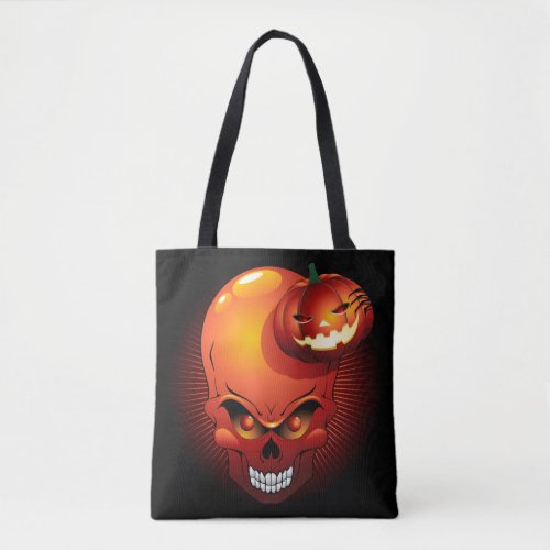 Halloween Skull and Pumpkin   Tote Bag