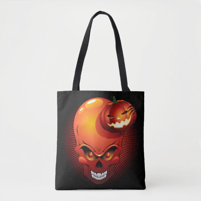 Halloween Skull and Pumpkin   Tote Bag (Front)