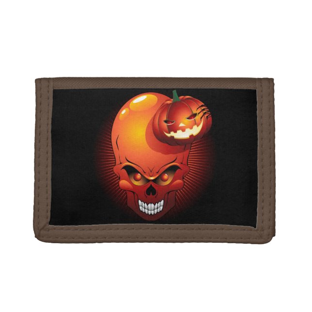 Halloween Skull and Pumpkin   Trifold Wallet (Front)