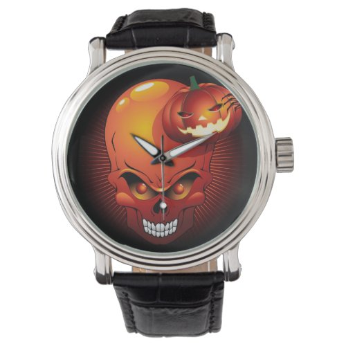 Halloween Skull and Pumpkin   Watch