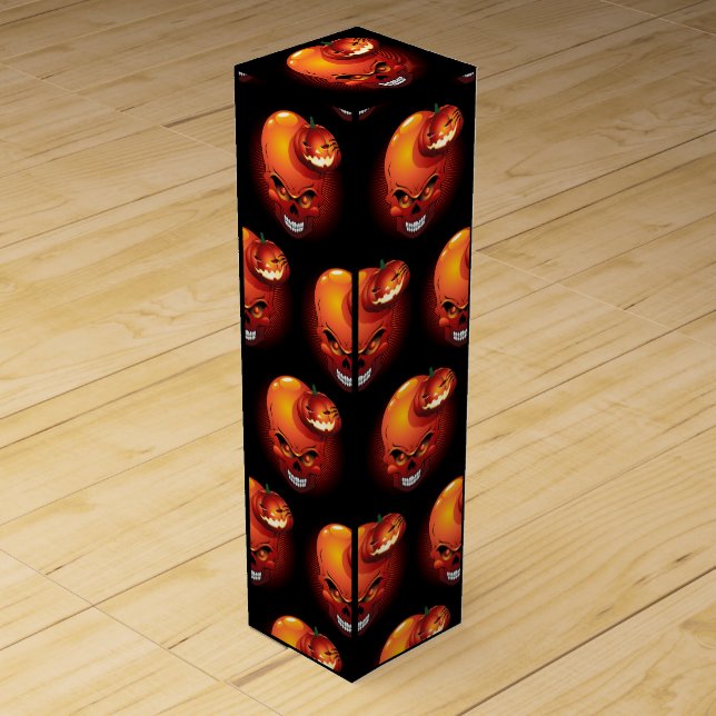 Halloween Skull and Pumpkin   Wine Box (Front)
