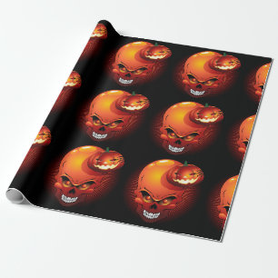Halloween Skull and Pumpkin Wrapping Paper