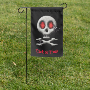 Halloween Skull and Spiders Trick or Treat Garden Flag