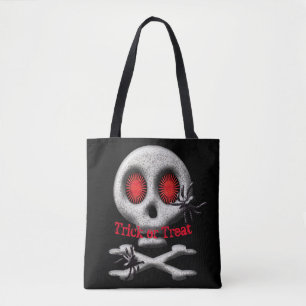 Halloween Skull and Spiders Trick or Treat Tote Bag