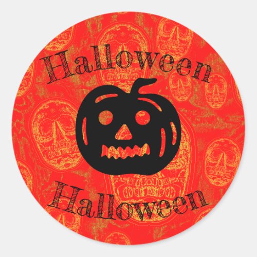 Halloween _Skull Background Classic Round Sticker