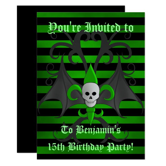 Halloween Skull Birthday Invitation