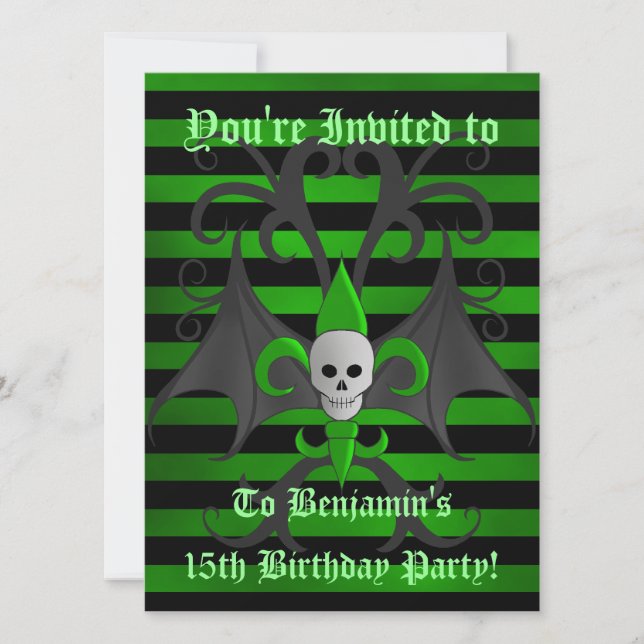 Halloween skull birthday invitation (Front)