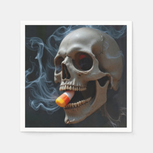 Halloween Skull Biting Candy Corn Napkins
