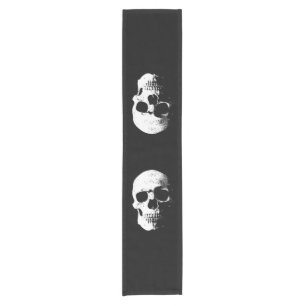 Halloween Skull Black And White Custom Template Short Table Runner