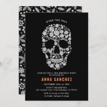 Halloween Skull Black Floral Birthday Invitation