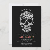 Halloween Skull Black Floral Birthday Invitation (Front)