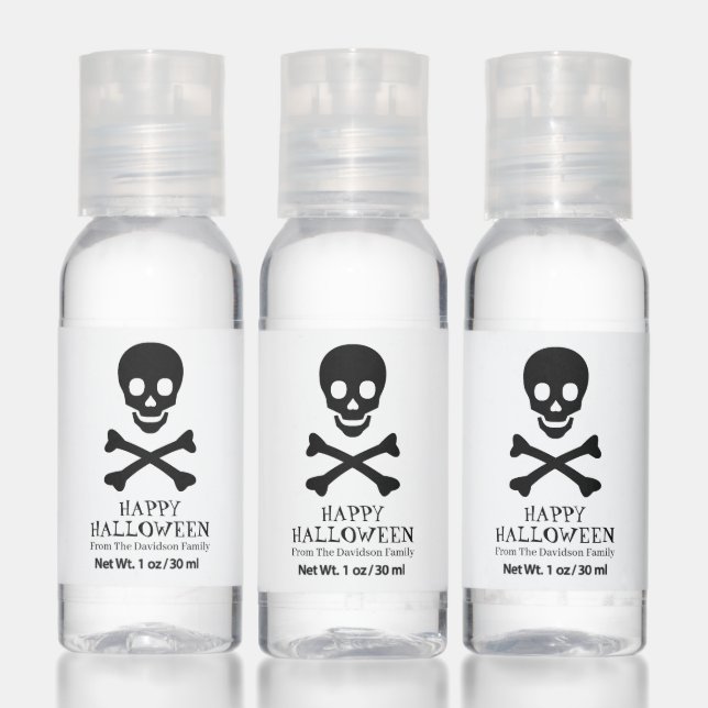 Halloween skull black white custom treat favors hand sanitizer (Set)