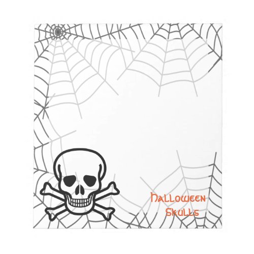 Halloween Skull Bone Skeleton Spider Web Notepad