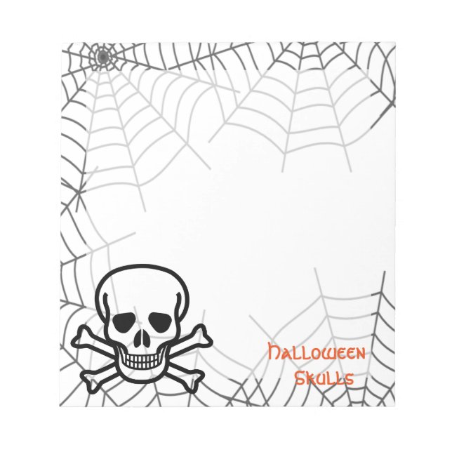 Halloween Skull Bone Skeleton Spider Web Notepad (Front)