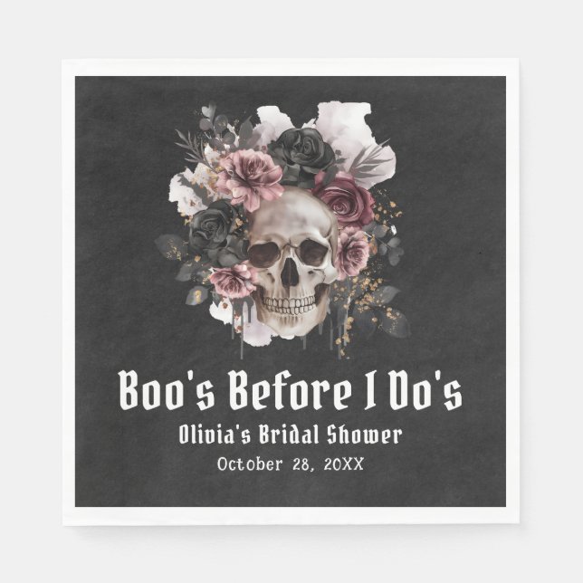 Halloween Skull Boo's Before I Do's Bridal Shower Napkins (Front)