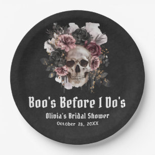 Halloween Skull Boo's Before I Do's Bridal Shower Paper Plates