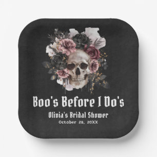 Halloween Skull Boo's Before I Do's Bridal Shower Paper Plates