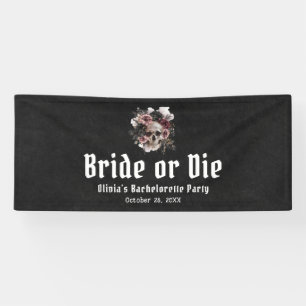 Halloween Skull Bride or Die Bachelorette Party Banner