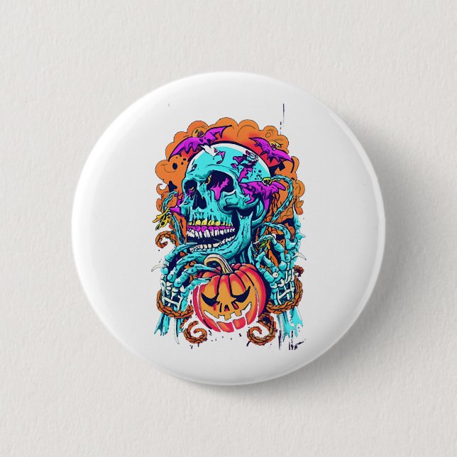 Halloween Skull   Button (Front)