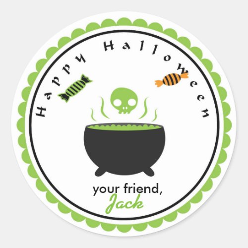 Halloween Skull Cauldron Stickers