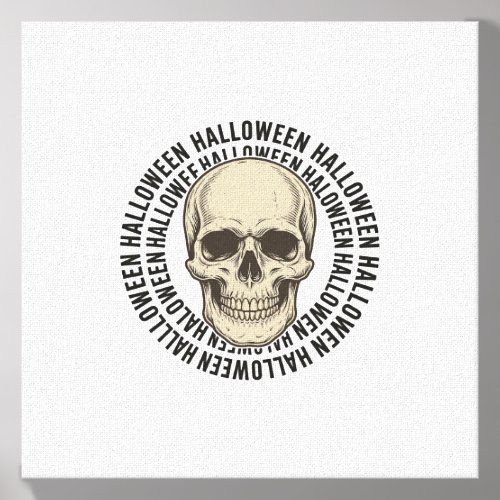 Halloween Skull Circle Vintage Engraving Design_1 Canvas Photo Tile