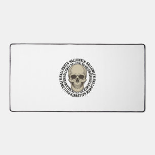 Halloween Skull Circle Vintage Engraving Design_1 Desk Mat