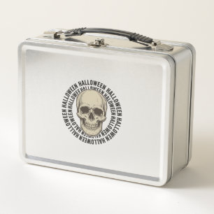 Halloween Skull Circle Vintage Engraving Design_1 Metal Lunch Box