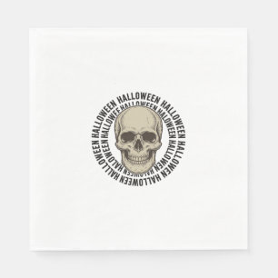 Halloween Skull Circle Vintage Engraving Design_1 Napkins