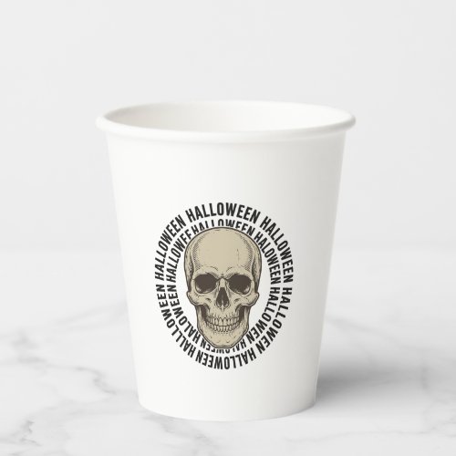 Halloween Skull Circle Vintage Engraving Design_1 Paper Cups
