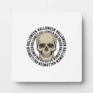 Halloween Skull Circle Vintage Engraving Design_1 Plaque