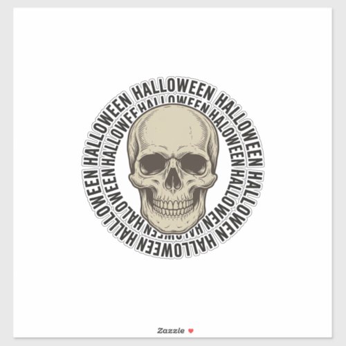 Halloween Skull Circle Vintage Engraving Design_1 Sticker