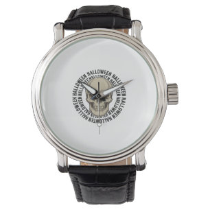 Halloween Skull Circle Vintage Engraving Design_1 Watch