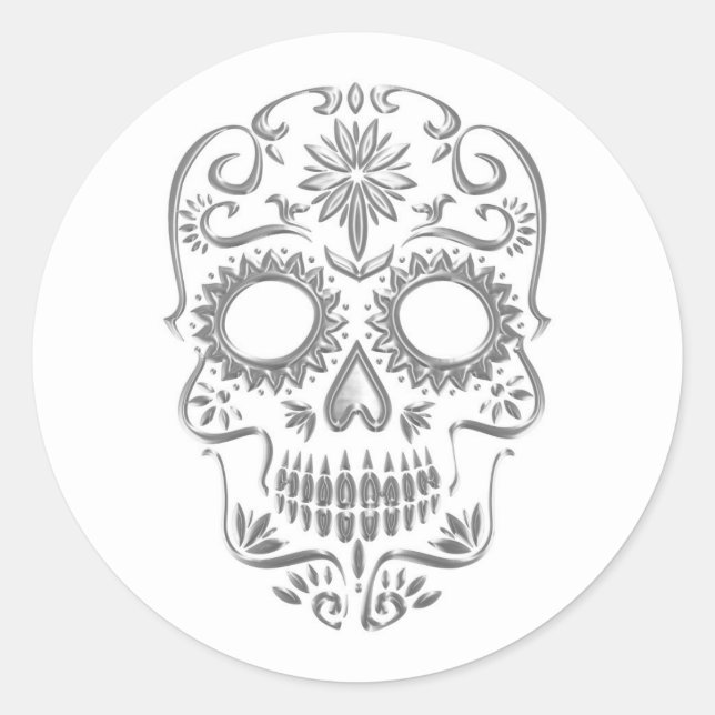 Halloween Skull Classic Round Sticker (Front)