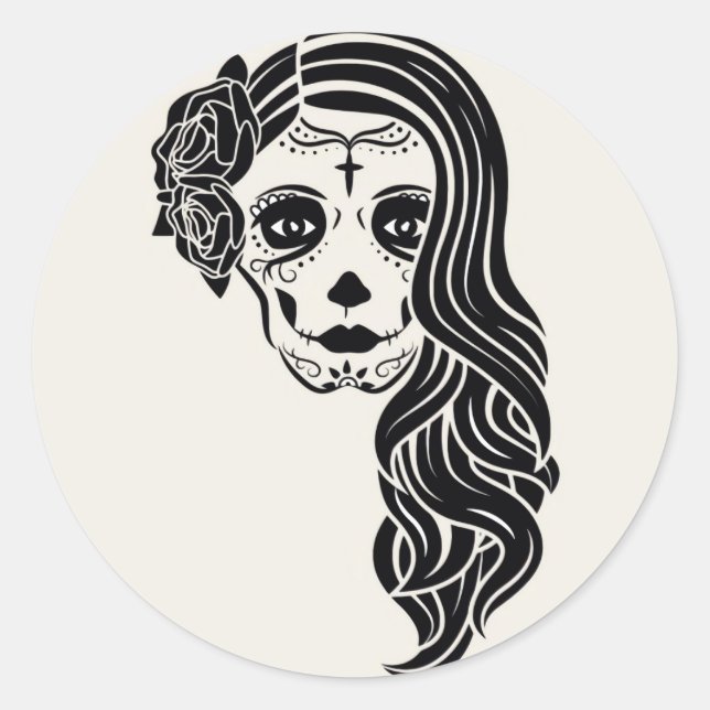 Halloween Skull Classic Round Sticker (Front)
