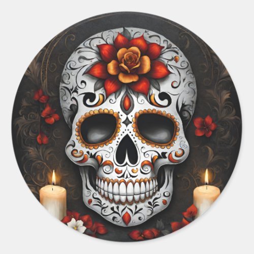 Halloween Skull Classic Round Sticker