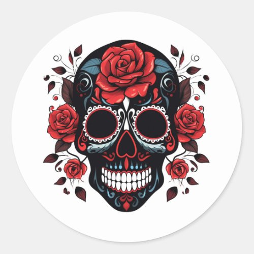 Halloween Skull Classic Round Sticker