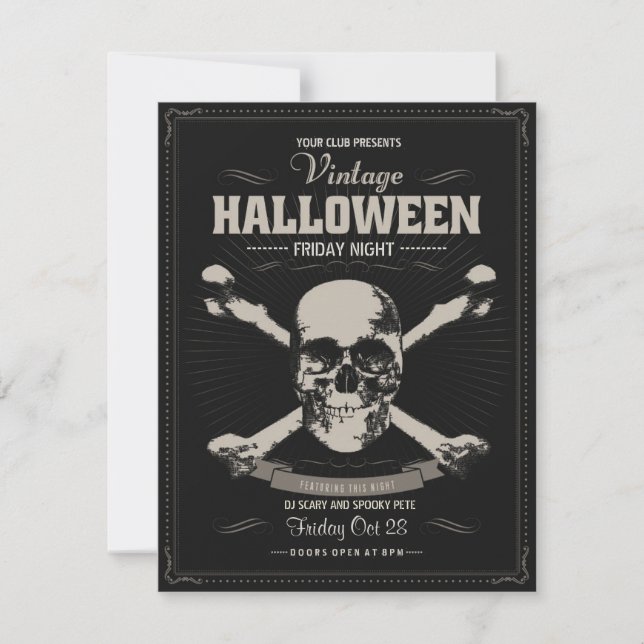 Halloween Skull Club Party Invitation (Front)