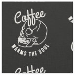 halloween skull Coffee warms the soul white Fabric