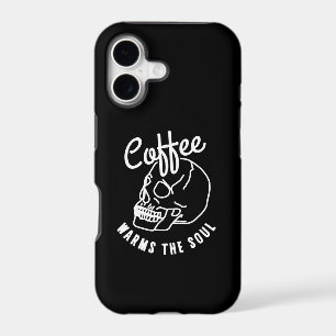 halloween skull Coffee warms the soul white iPhone 17 Case
