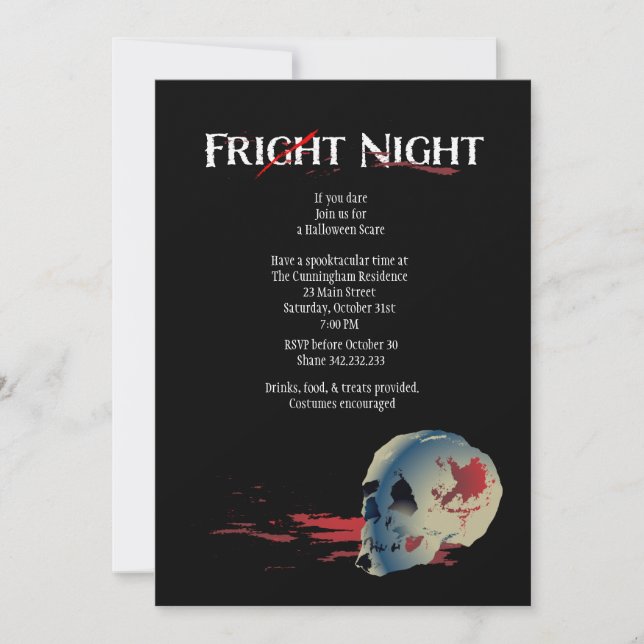 Halloween Skull Costume Party Invitation (Front)