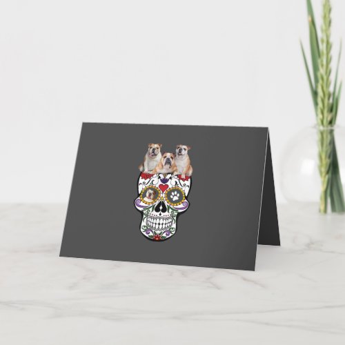 Halloween Skull Costumes Gift Bulldog Lovers Holiday Card