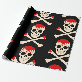 halloween skull crossbones bloody skeleton wrapping paper