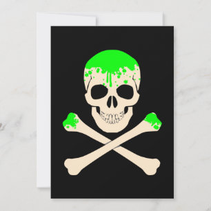 halloween skull crossbones slime skeleton invitation