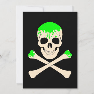 halloween skull crossbones slime skeleton invitation