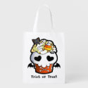 Halloween Skull Cupcake Reusable Grocery Bag