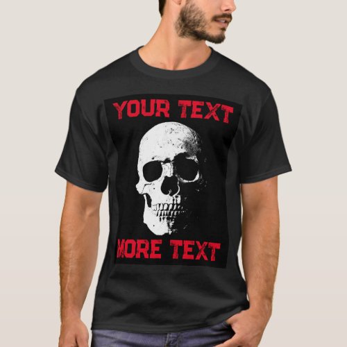 Halloween Skull Custom Text Mens Modern Black Red T_Shirt